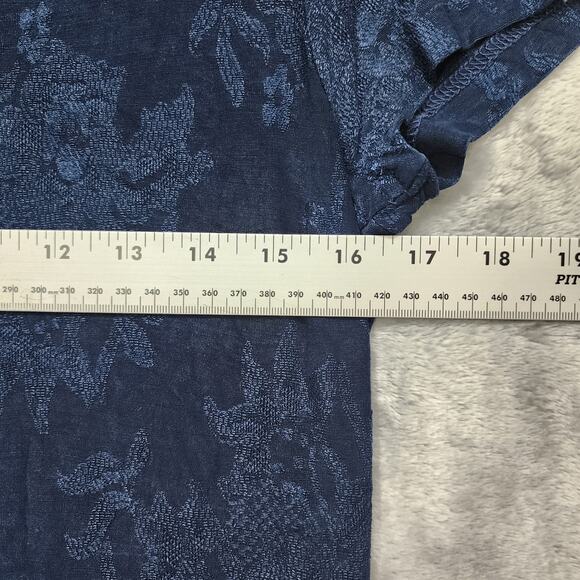 Vintage Maurices Dress Women L Blue Floral Short Sleeve Faux Button Front Skater - Picture 6 of 9